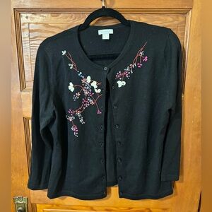 Garnet Hill embellished Black Cardigan